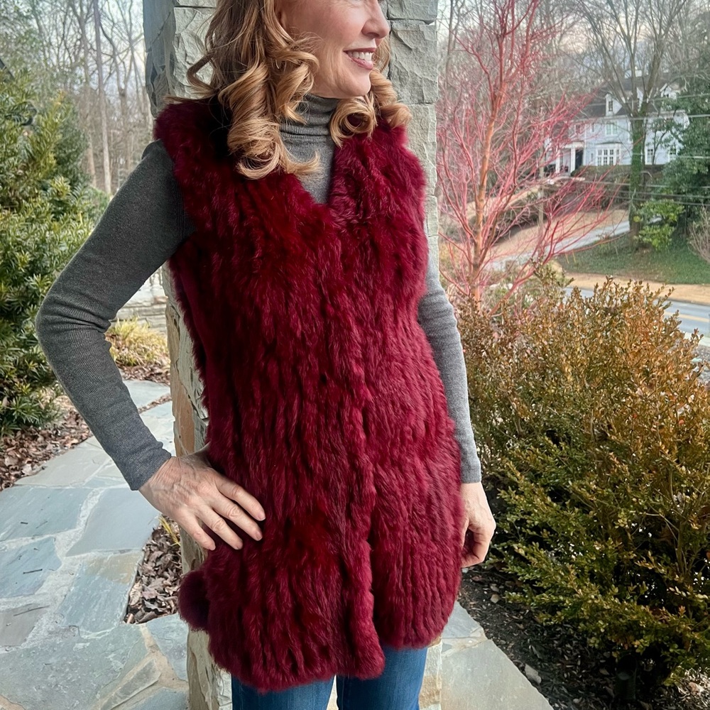 Love Token Red Faux Fur Vest-LIKE NEW